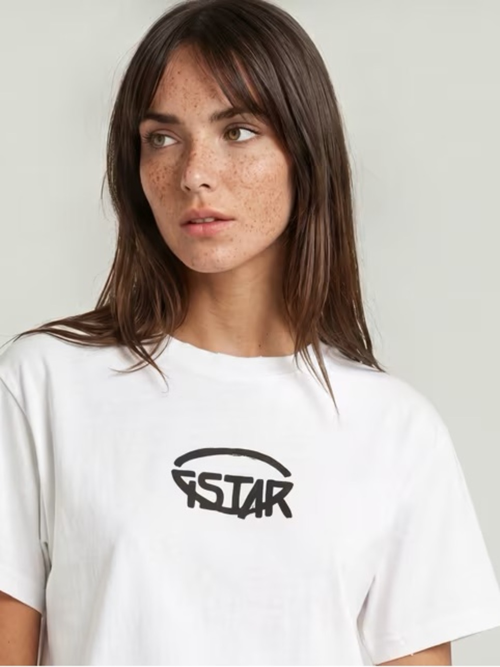 G-Star RAW Cropped Logo Relaxed Top Women M White Organic Cotton Tee NWT - Picture 4 of 7